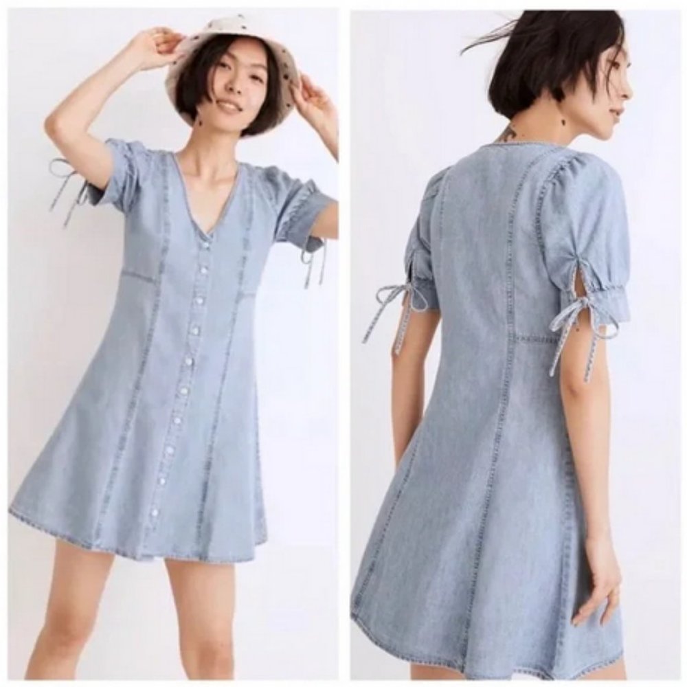 Madewell Light Blue Denim Mini Dress with Button Front
